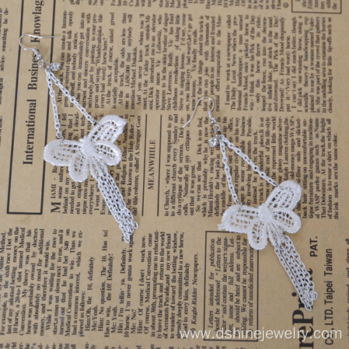 White Sexy Butterfly Lace Earring Long Chain Tassel Earrings